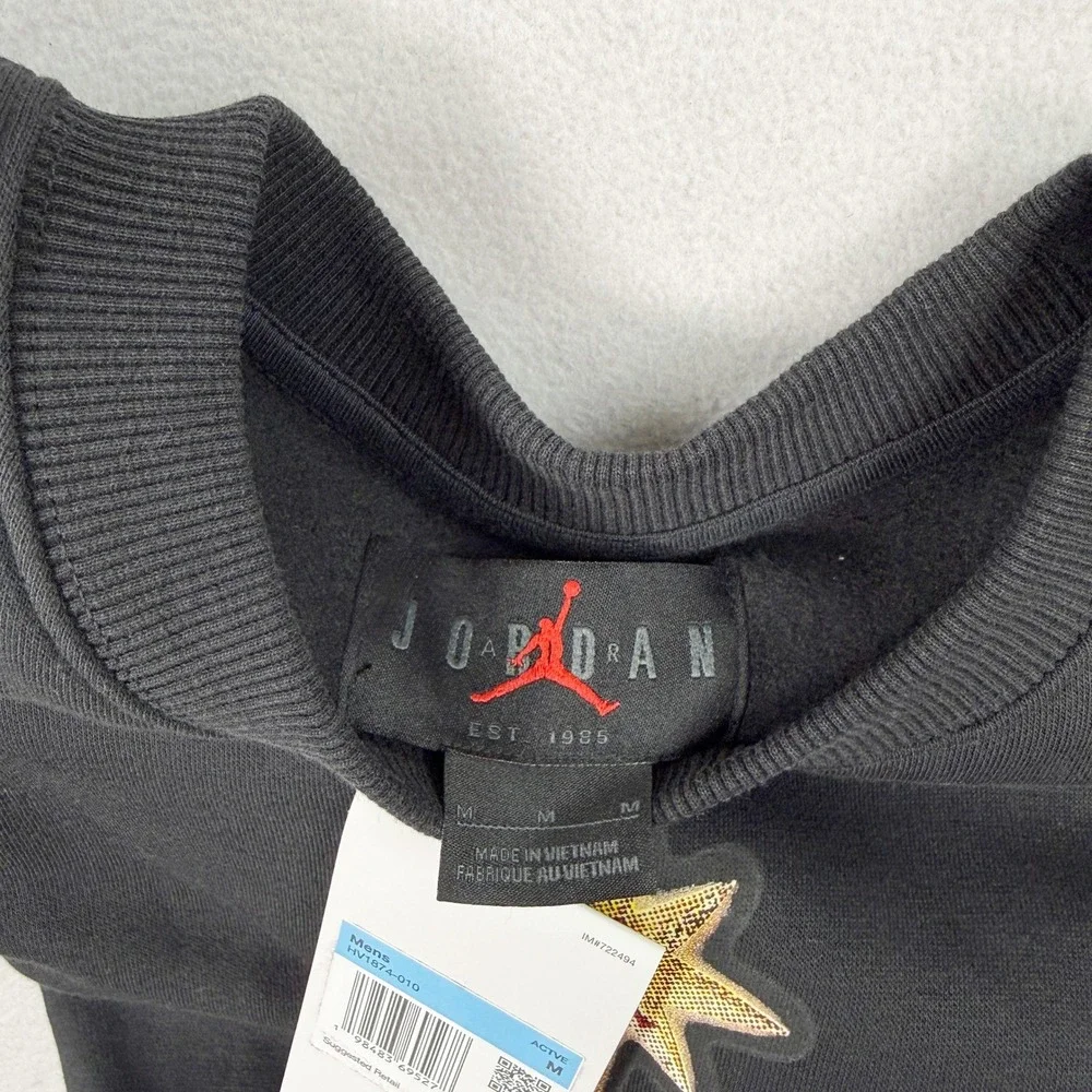 Jordan Tree Of Rings Crew Neck Sweatshirt Size M Mens Black HV1874-010